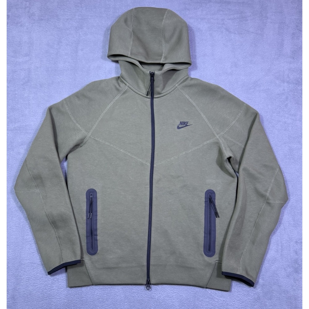 Nike Tech Fleece Hoodie Mens M Olive Green Full Zip Athleisure Streetwear USA